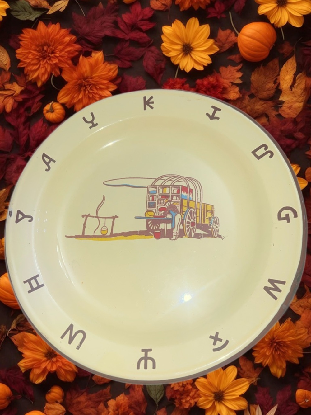 Monterrey Western Ware Dinner Plate Chuckwagon Cowboy Americana Decor 10.25" Vtg